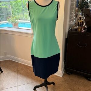 Cynthia Rowley Mint Green & Navy Sleeveless Shift Dress